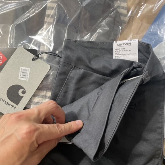 Carhartt WIP Lamar 30x32 Graphite (grey) NWT Pant Chino Khaki Slim Straight - Picture 2 of 8